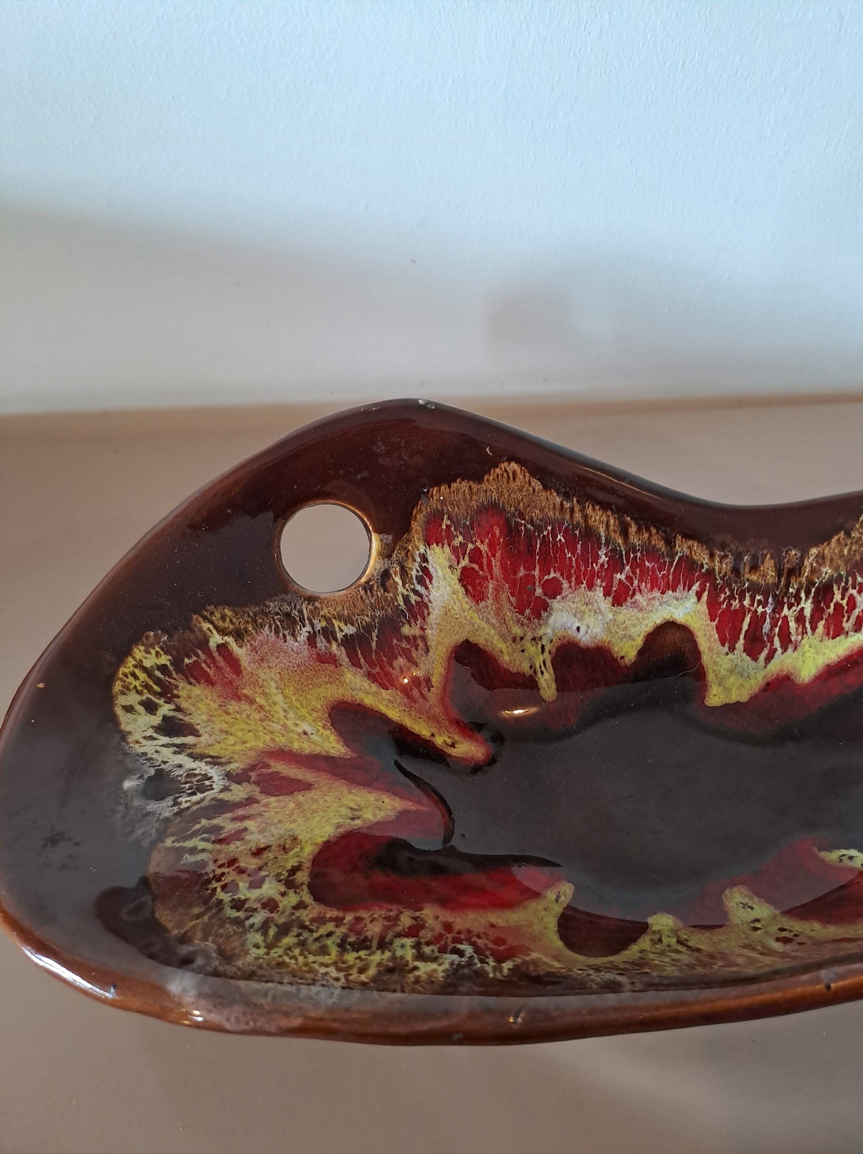 Vintage decorative glazed ceramic bowl from Vallauris – 1960s