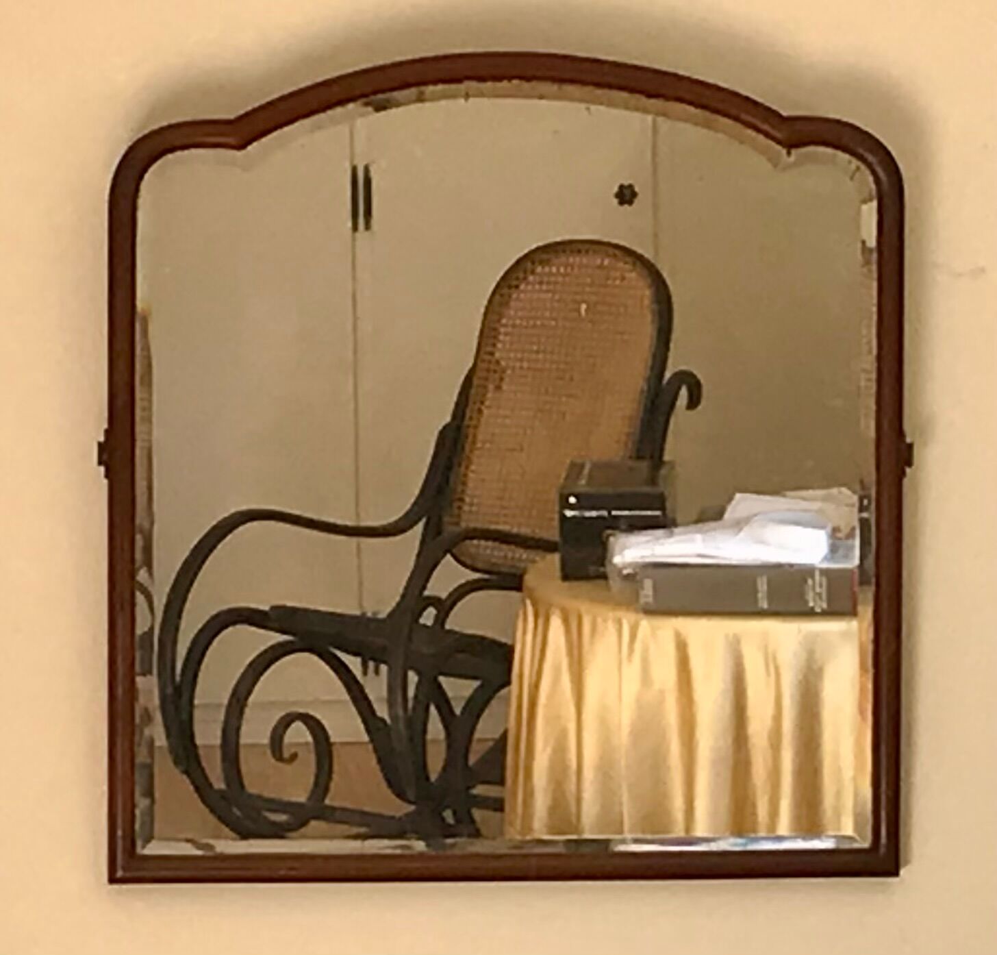 Beveled mahogany mirror, circa 1930