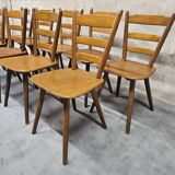 Lot of 9 1960s Campagarde bistro chairs