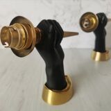 Pair of brass hand flare appliques