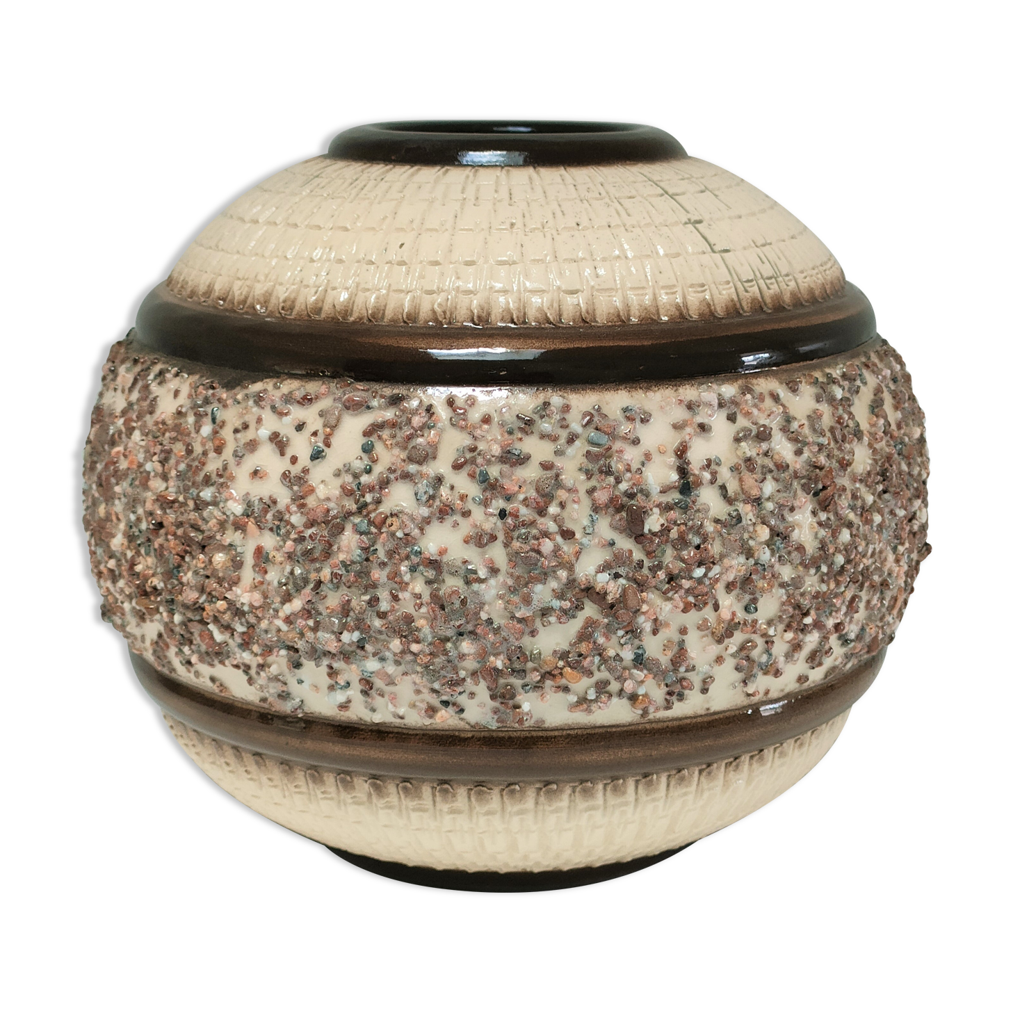 Vase boule céramique Art Déco à décor minéral