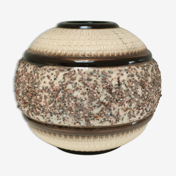 Art Deco ceramic ball vase with mineral decoration