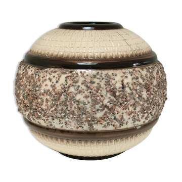 Vase boule céramique Art Déco à décor minéral