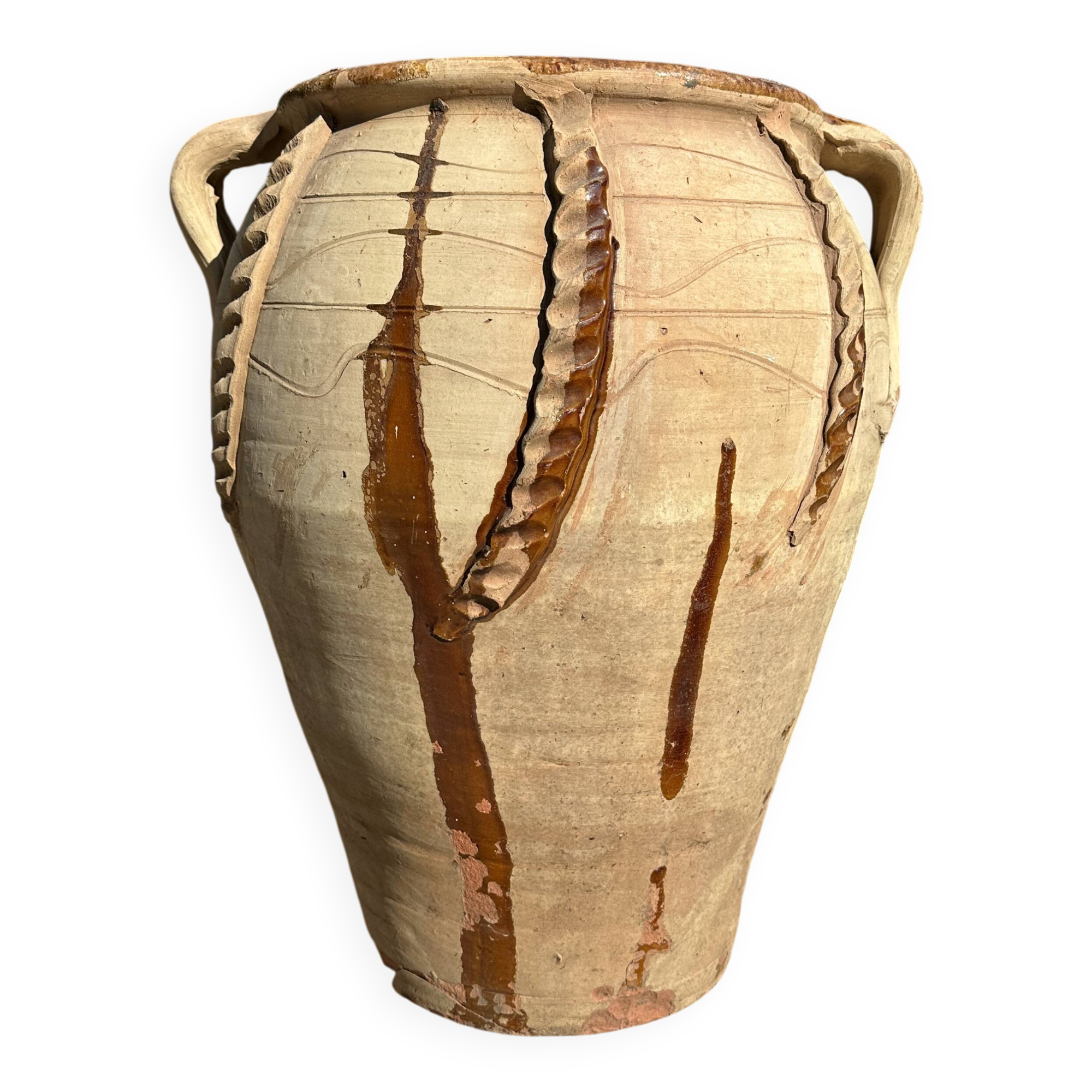 Ancient terracotta pottery jar