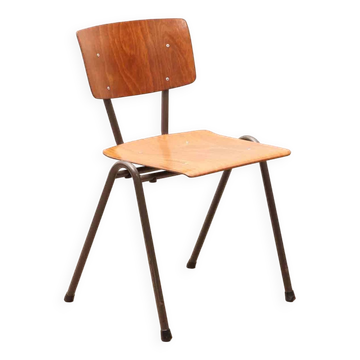 Vintage Eromes oak and grey chair, square seat