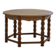 Danish modern and brutalist round coffee table in solid oak, 1960s.