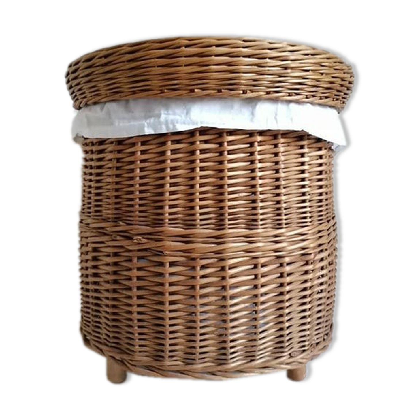 Vintage wicker laundry basket handmade in the 1970s