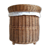Panier à linge vintage en osier fabriqué à la main dans les années 1970