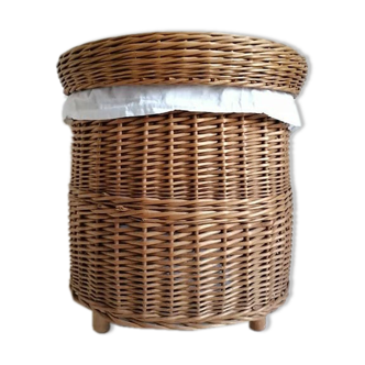 Vintage wicker laundry basket handmade in the 1970s
