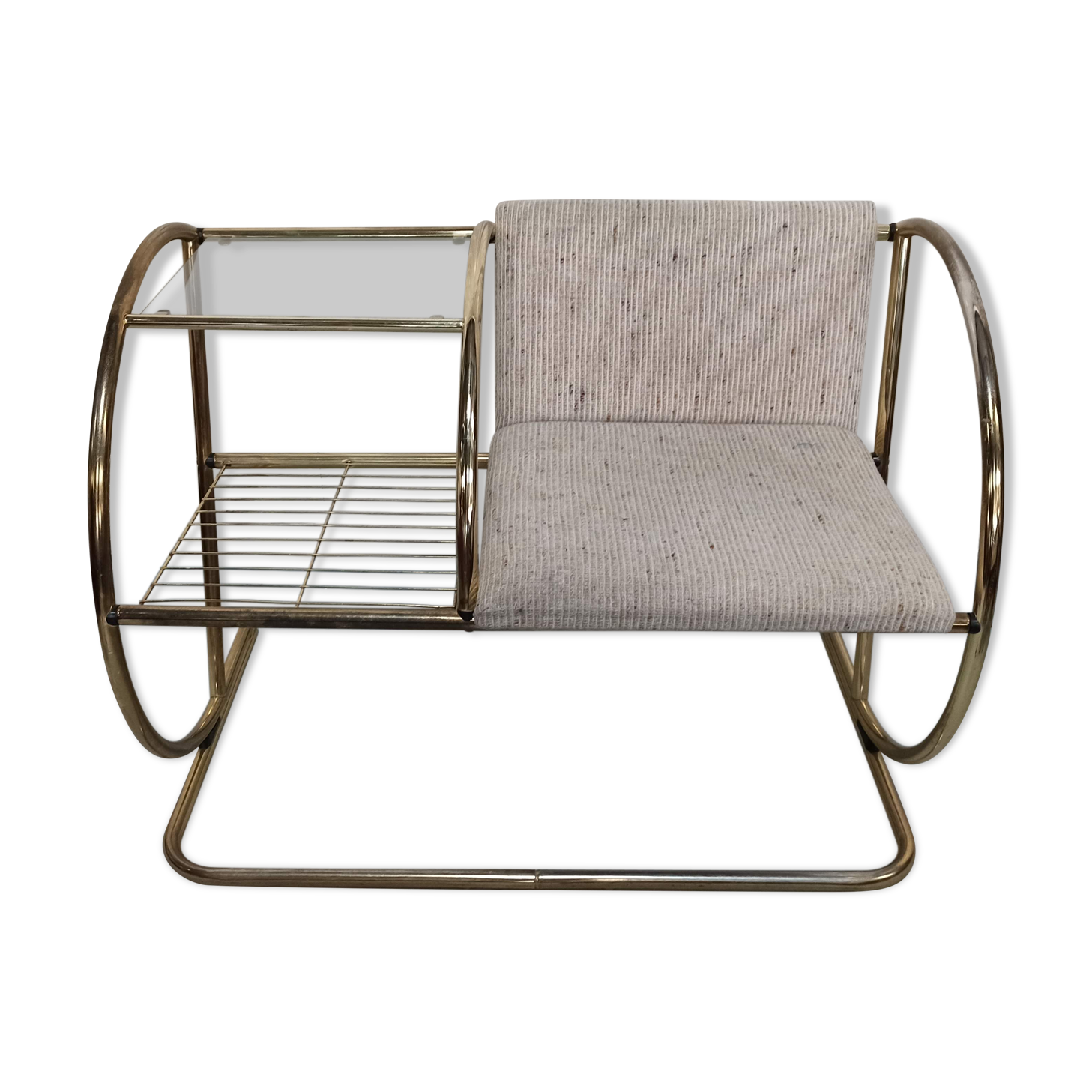 Bench armchair furniture chrome gold 70s