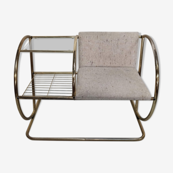 Bench armchair furniture chrome gold 70s