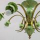 Lustre italien à 8 lumières en porcelaine et laiton de style néoclassique, années 1960