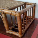Large vintage serving tray, rattan and wicker - Indonesia - 1950s/1960s