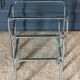 Three nesting tables 1970 Chromed metal and glass top