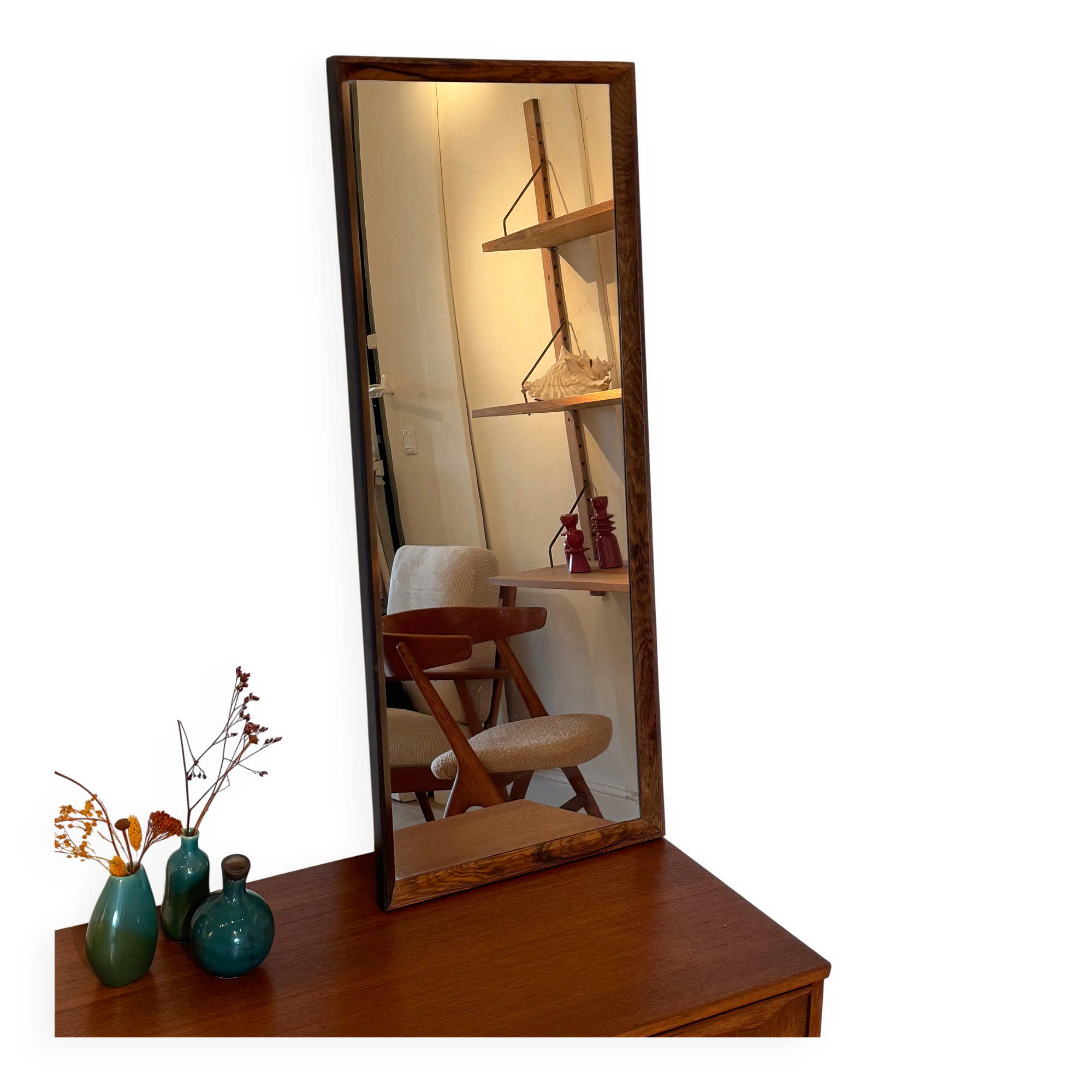 Miroir scandinave vintage en palissandre "Siv"
