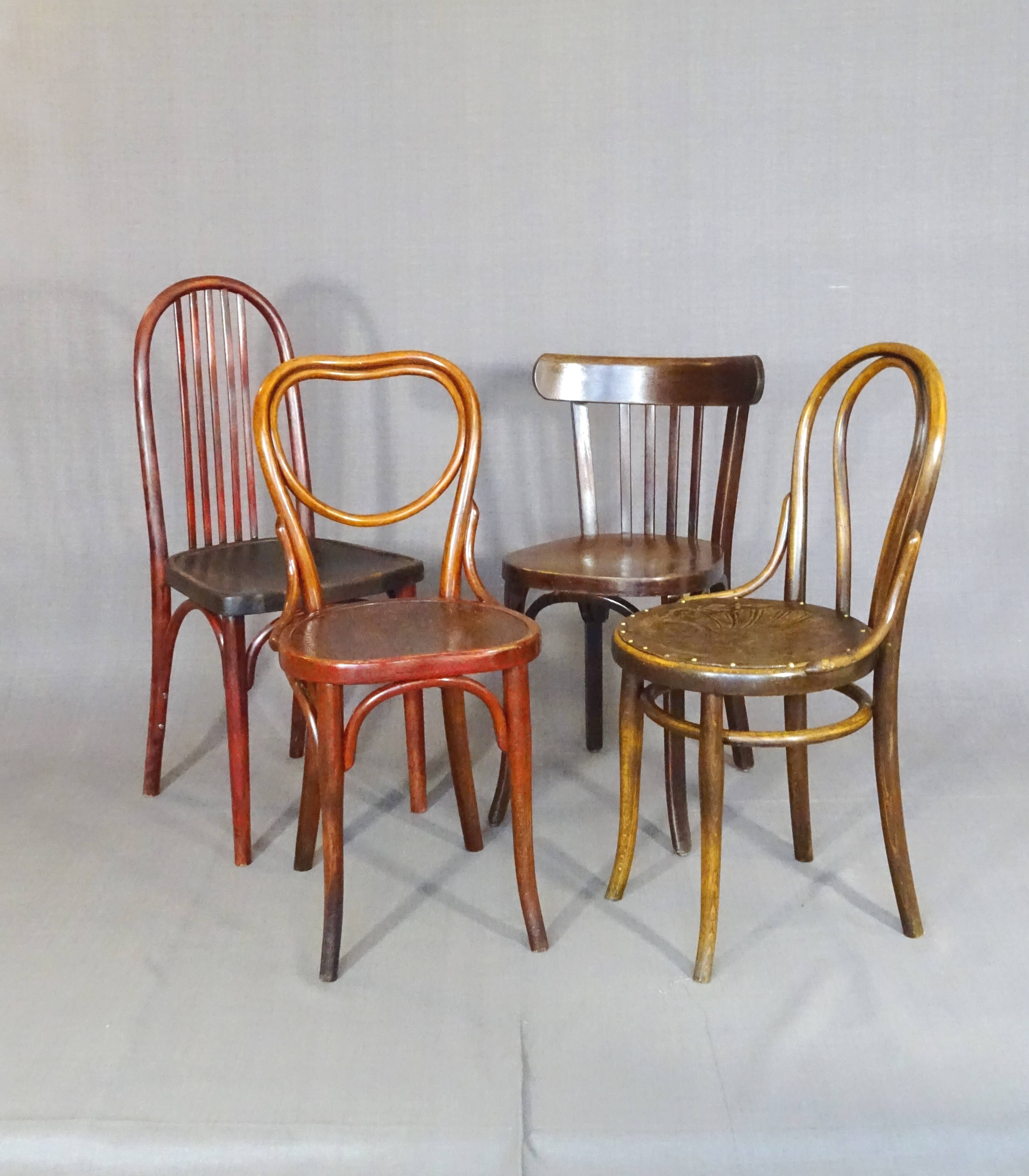 lot de 4 chaises bistrot Thonet Baumann -1910-1950-