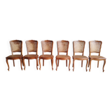 Set of 6 Louis XV chairs in wood and cane