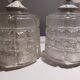 Pair of art deco textured glass chandeliers