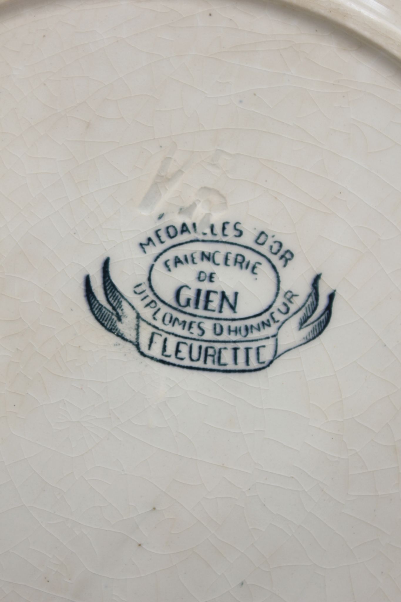 10 flat plates in iron earth "Fleurette" Gien gold medals