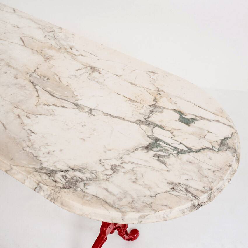 Vintage bistro table. Cast iron and marble. France, 1950s.