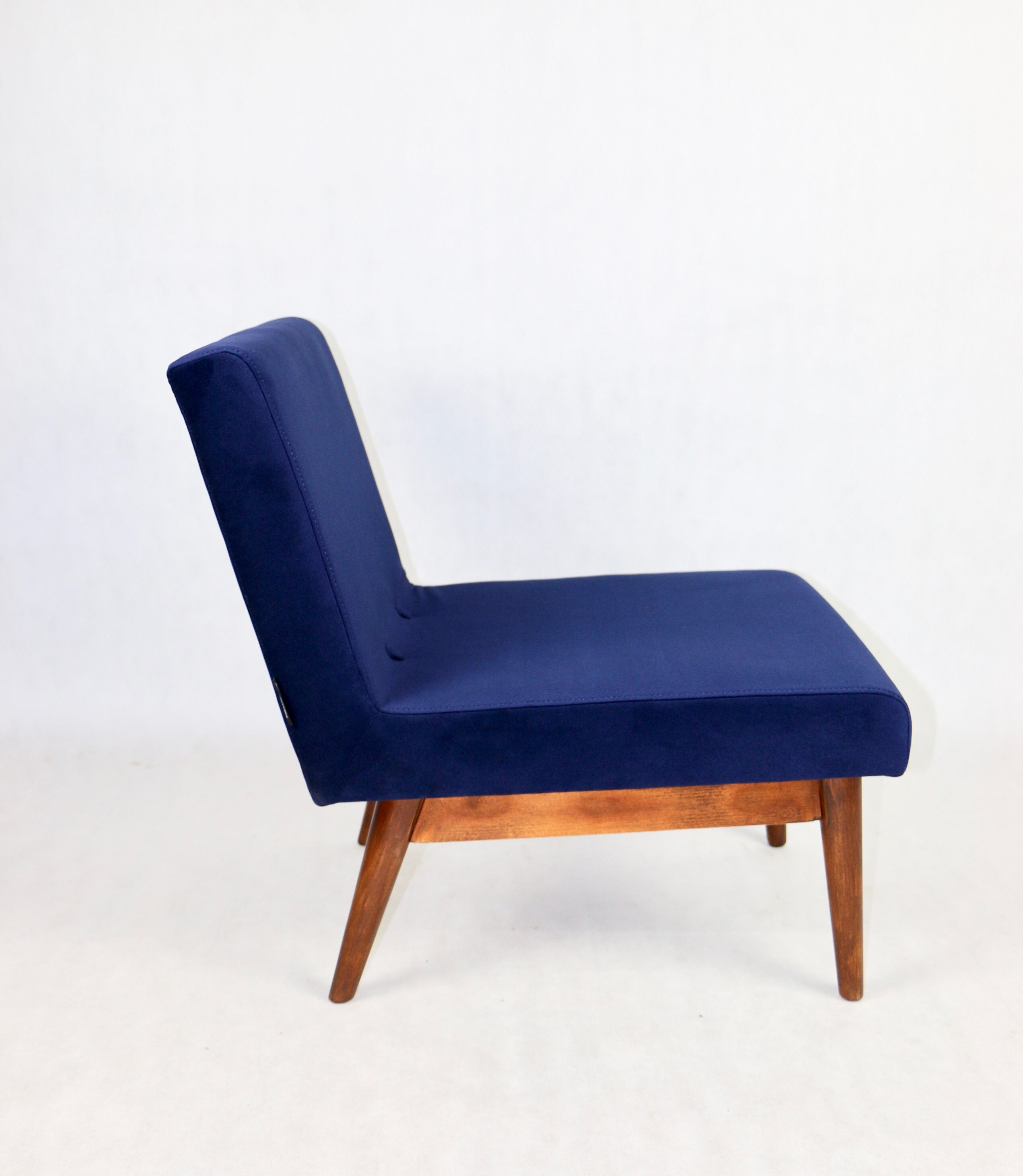 Dark blue velvet lounge chair, 1970s