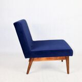 Dark blue velvet lounge chair, 1970s