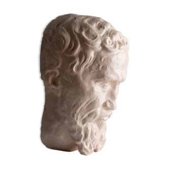 Painted plaster bust - Greek head of Sophocles? signed D. Shœllamer
