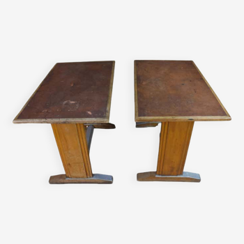 Set of 2 bistro tables by Baumann Factory, ironwood- 70's 20th France