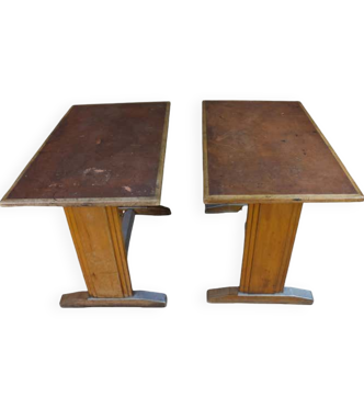 Lot de 2 tables de bistrot par Baumann Factory, bois fer- 70's 20ème France