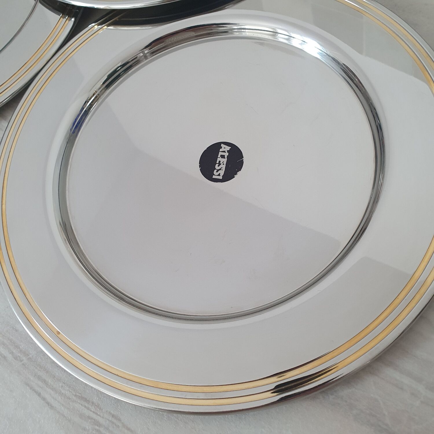 Alessi Ettore Sottsass / 6 large stainless steel presentation plates 18/10