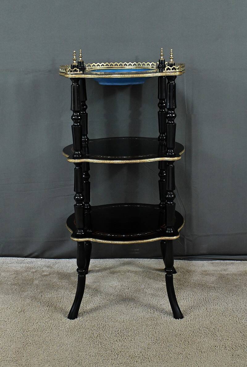 Blackened wooden stool, "Portrait of Louis XVI", Napoleon III - 19th century