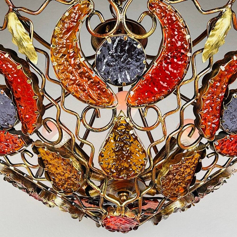 Lustre en métal et verre de Murano par MM Lampadari, années 1990