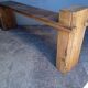 Solid patinated wood design bench 140cm