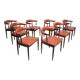 Eight Danish Cow Horn "Model 12" Chairs in Rosewood by Johannes Andersen
