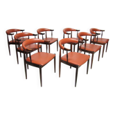Eight Danish Cow Horn "Model 12" Chairs in Rosewood by Johannes Andersen