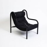 Sling chair made of steel pipe and black canvas
