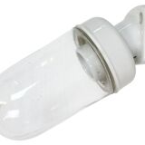 Applique murale vintage en porcelaine blanche avec verre transparent, années 1960