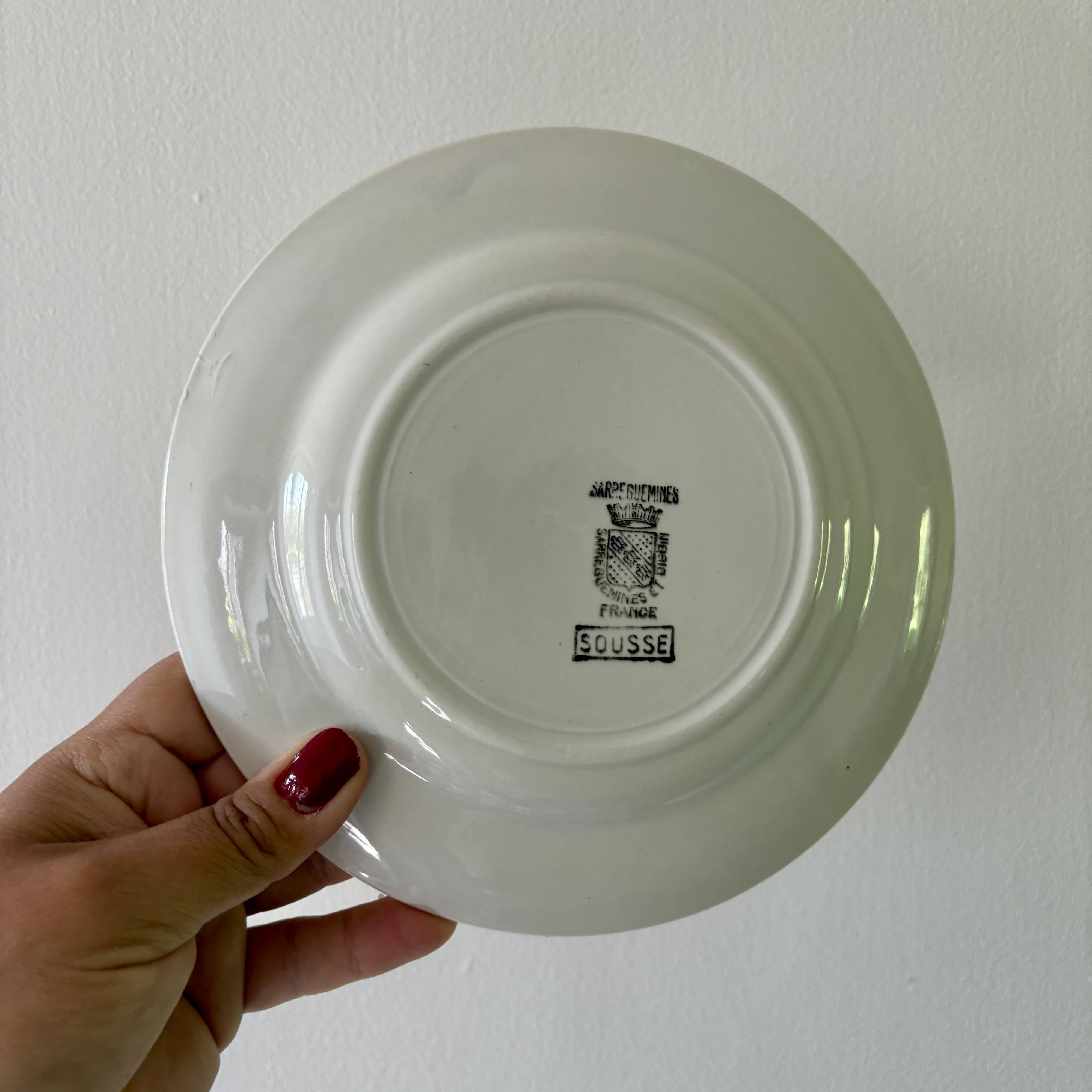 Set of 8 mismatched vintage dessert plates, Sousse and Aigueperse from