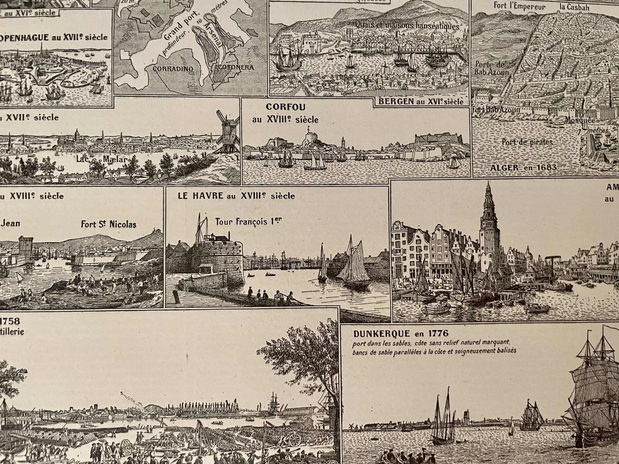 Lot de 2 lithographies sur les ports de 1897