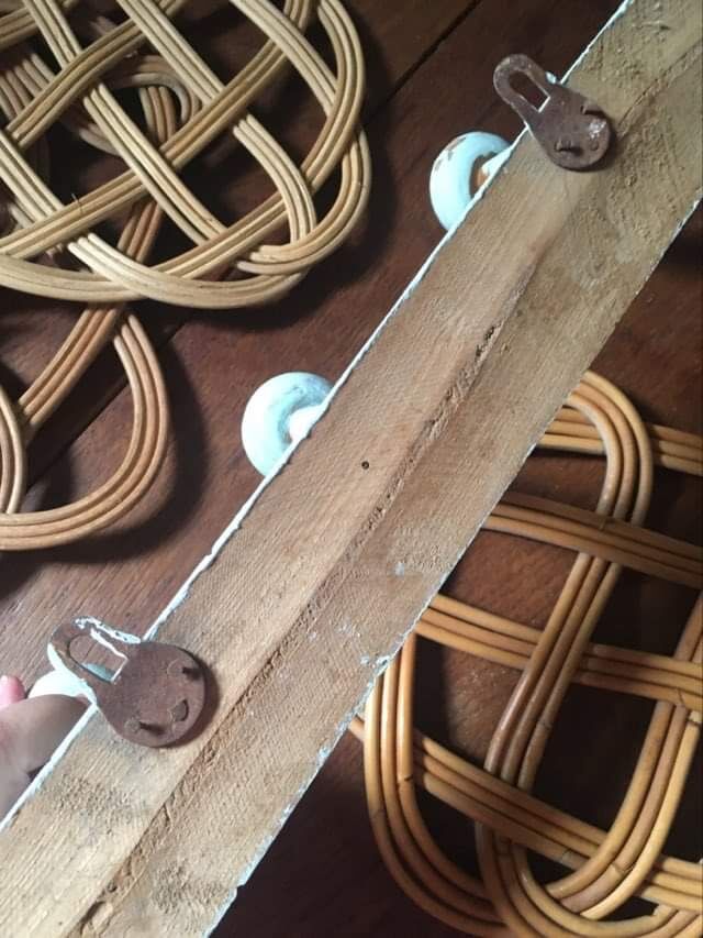 Coat rack bamboo patinated celadon green