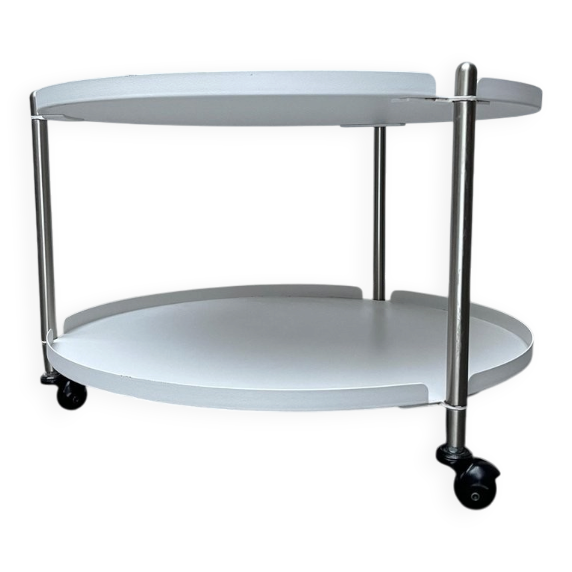 Minimalist Thrill metal coffee table or side table with wheels by Leitmotiv.