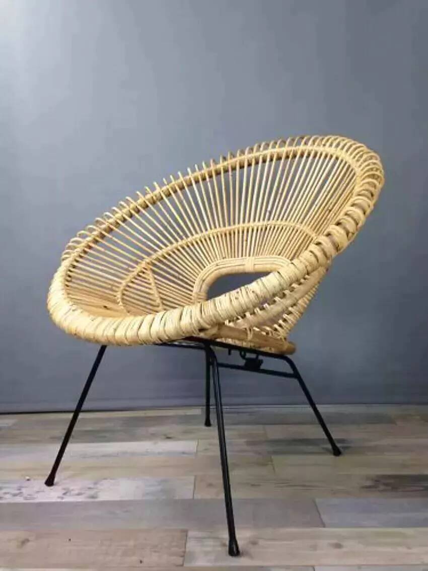 Rattan and metal armchair