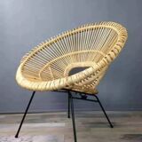 Rattan and metal armchair
