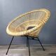 Rattan and metal armchair