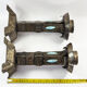 Arts and Crafts Style Forged Metal and Turquoise Glass Candlesticks