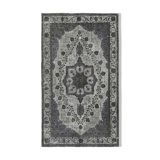Hand-knotted carved anatolian 1970s 161 cm x 273 cm grey carpet