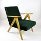 Fauteuil vintage velours verts Var B310 années 1970