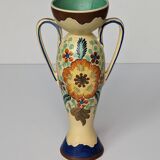 Amphora Vase Ceramic Gouda Holland - Rubens hand painted flower motif - Model 1035