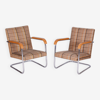 Pair of Original Bauhaus Armchairs, Mücke - Melder, Design: Anton Lorenz, 1930s