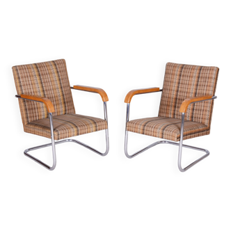 Pair of Original Bauhaus Armchairs, Mücke - Melder, Design: Anton Lorenz, 1930s